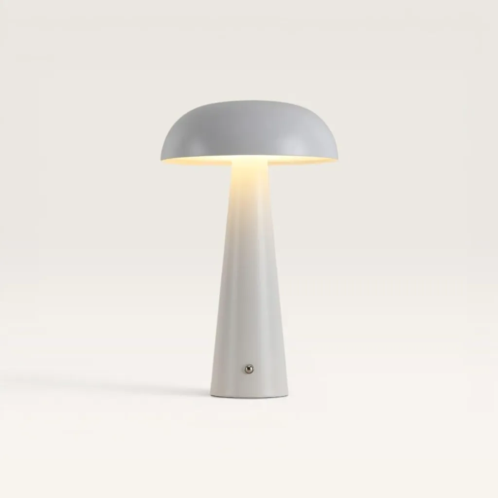 Lampe de chevet LED Champignon Blanche Design Minimaliste et Nomade