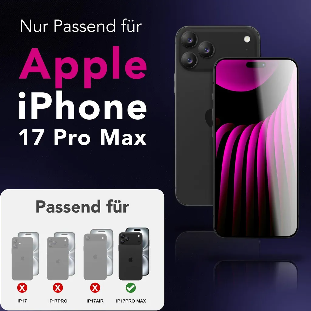 Protezione Privacy iPhone 17 Pro Max AntiSpyX | Vetro Nero 9H - 5