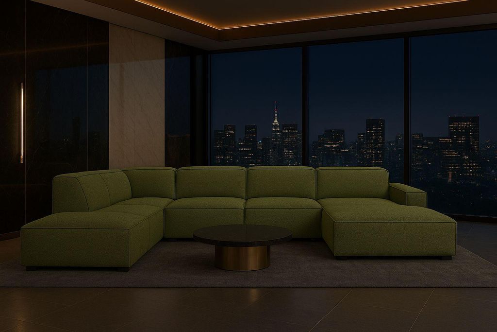 Kaiser Möbel Ecksofa Cursal V, Stoff Artico, Moss, Links