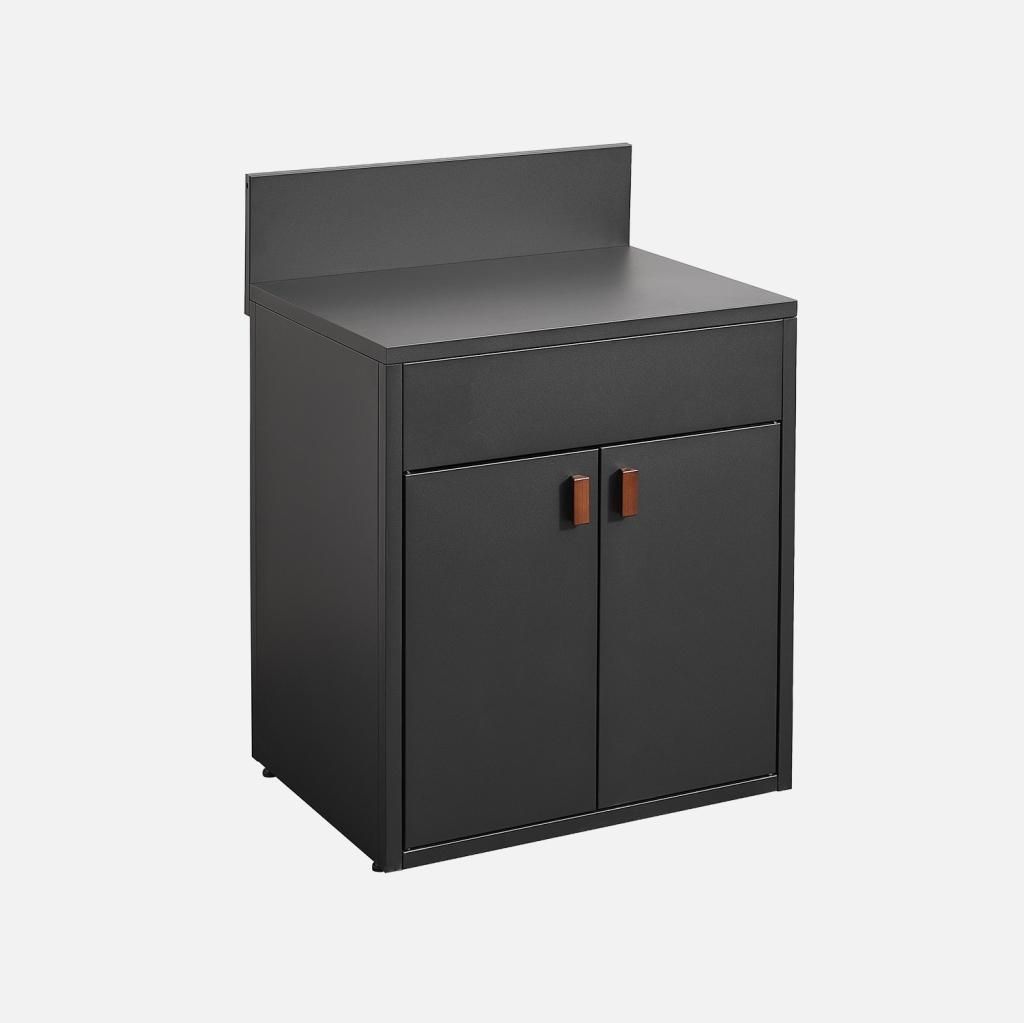 sweeek - Außenküche Stahl 2 Türen B 80 cm - Schwarz Produktbild 