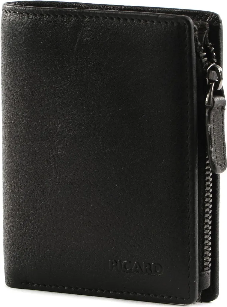 Petit portefeuille trifold Picard Hans cuir gris foncé pour hommes chic