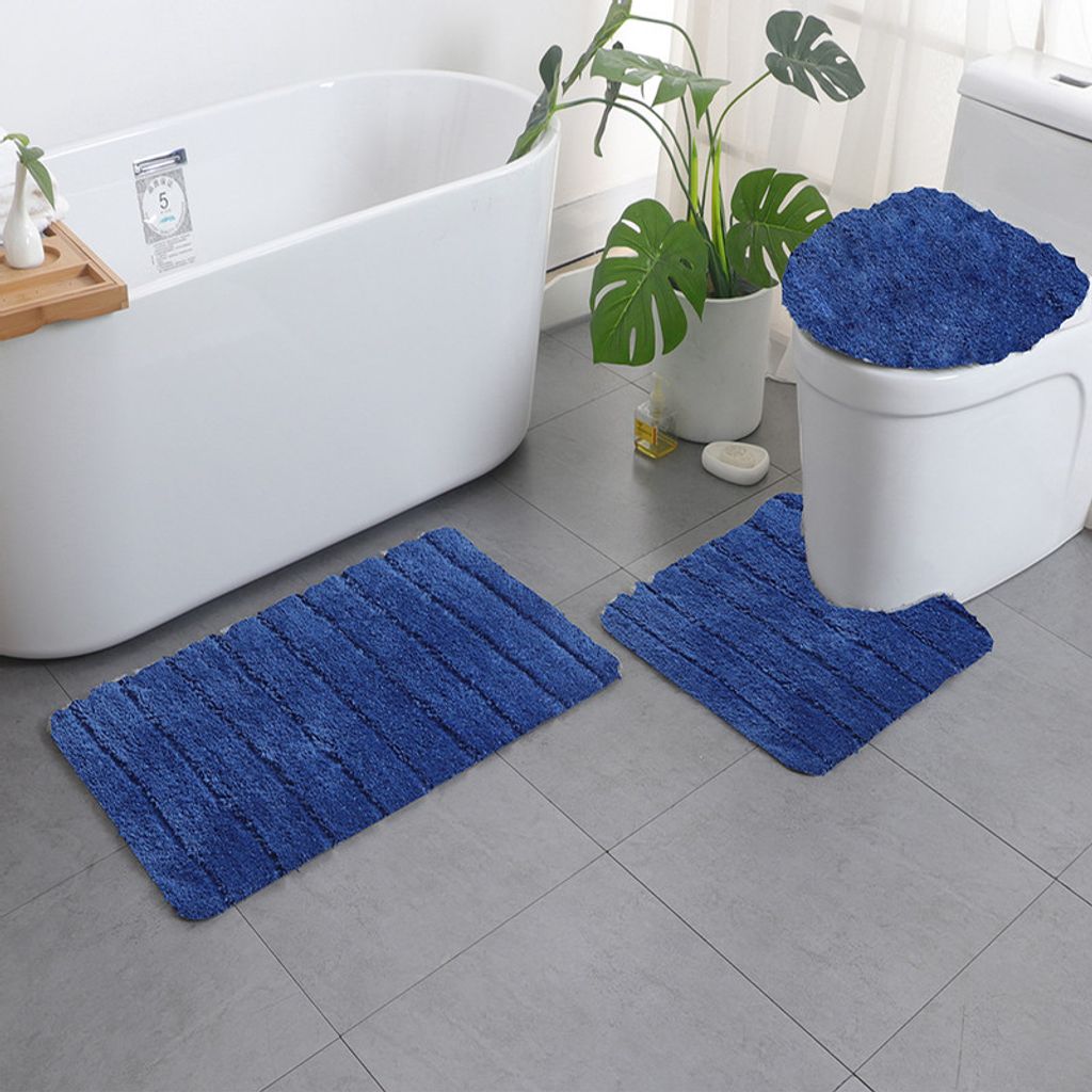 3tlg Badezimmer Set Teppich Badvorleger Badteppich Toilettenbezug Dusch Bade Mat 