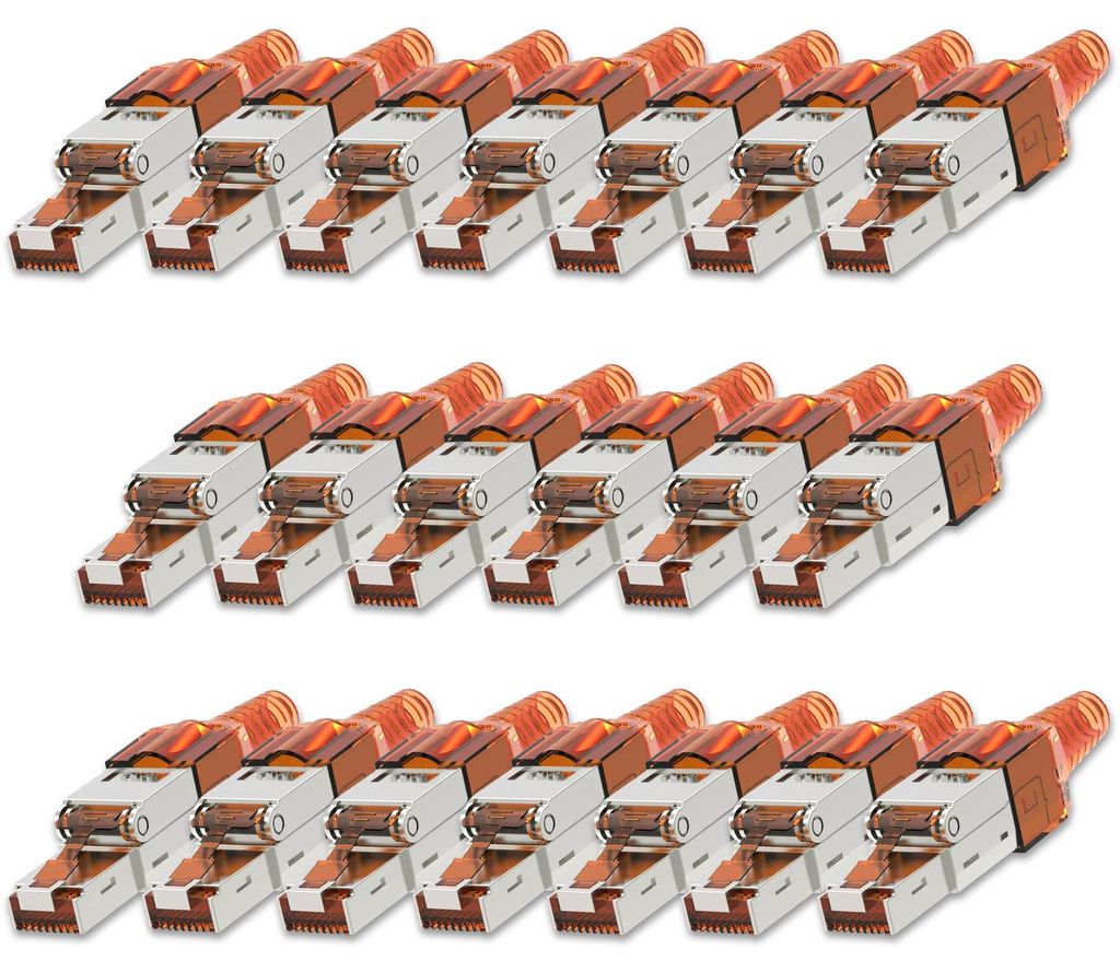 NEXMEX 20x Netzwerkstecker Cat 7 CAT7 RJ45 Stecker Werkzeuglos Metall 10GBit/s