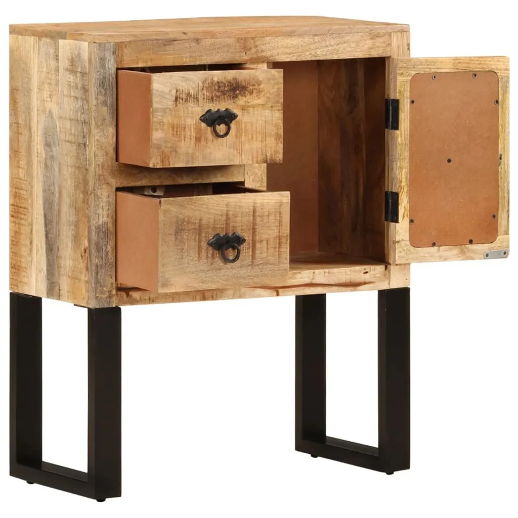 Petit buffet bas en bois de manguier massif pour salon ou entrée chic