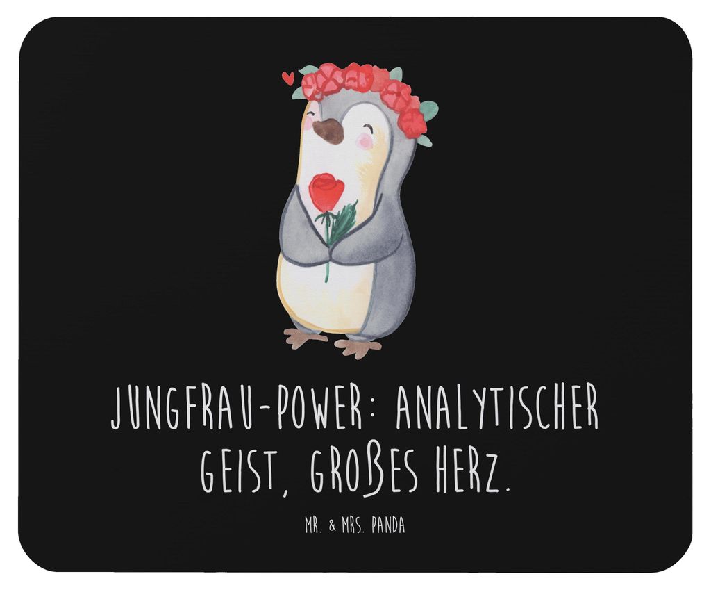 Mr. & Mrs. Panda Mousepad Jungfrau Astrologie - Schwarz - Geschenk, Mouse Pad, pc mausunterlage, Geburtstagsgeschenk, Tierkreiszeichen, Sternzeiche...