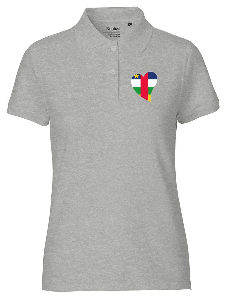 Huuraa Damen Polo Shirt Zentralafrikanische Republik Flagge Herz L Sport Grey Bio Baumwolle Fairtrade Poloshirt Geschenkidee
