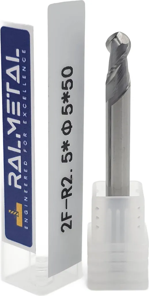 Fraise sphérique pour usinage aluminium CNC VHM Fi5 R2,5 50mm de long