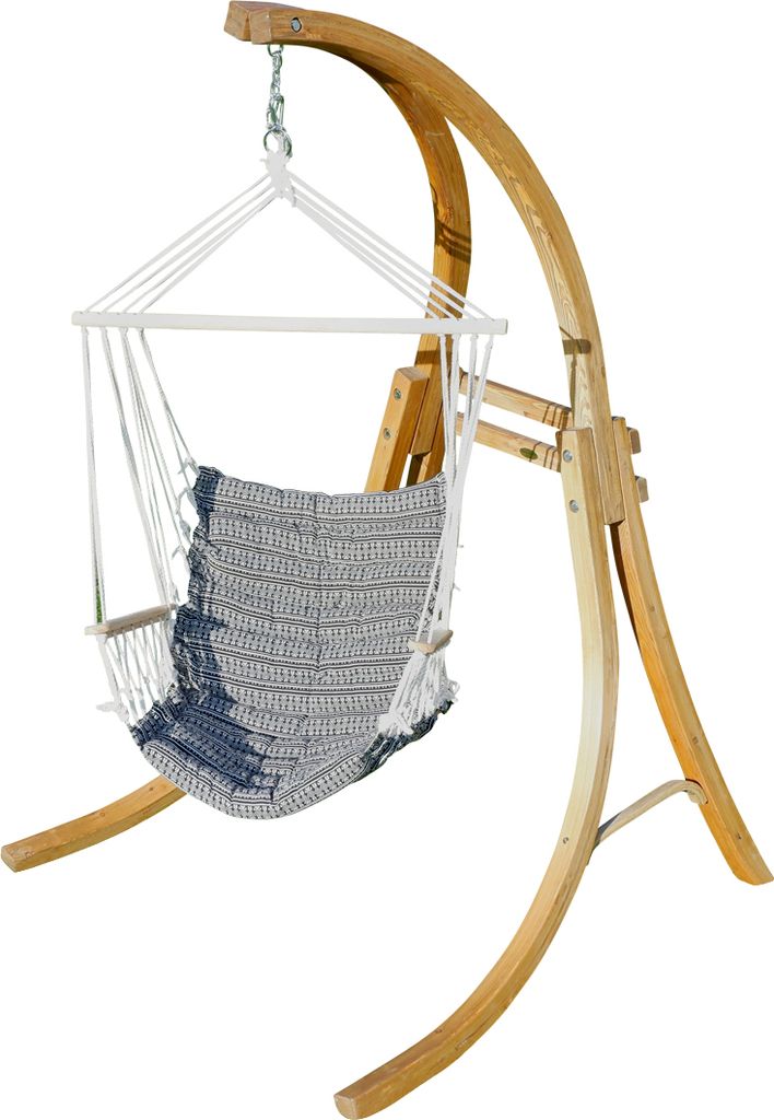 ALEOS. DESIGN Hängesessel Hängestuhl mit Gestell aus Holz Lärche CAT-MALY-SPEZIAL Holzgestell Hängesesselgestell komplett mit Stoffsessel angen...