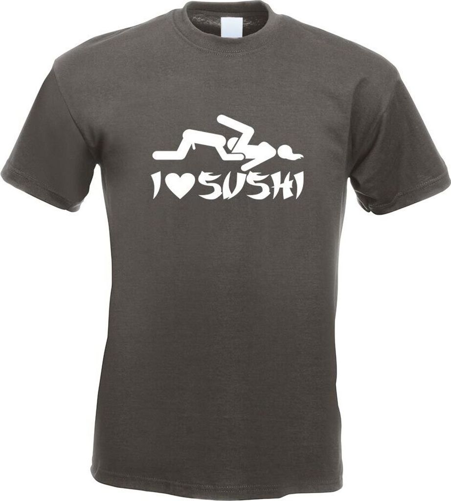 Kiwistar - T-Shirt - Graphit - I Love Sushi Motiv1 Motiv Bedruckt Funshirt Design Print - mit Motiv Bedruckt - Funshirt Design - Sport - Freizeit -...