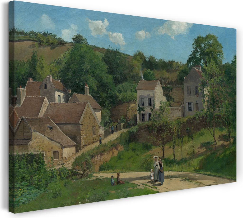 Leinwandbild (60x40cm): Camille Pissarro - The Hermitage at Pontoise, echter Holz-Keilrahmen inkl. Aufhänger, handgefertigt in Deutschland