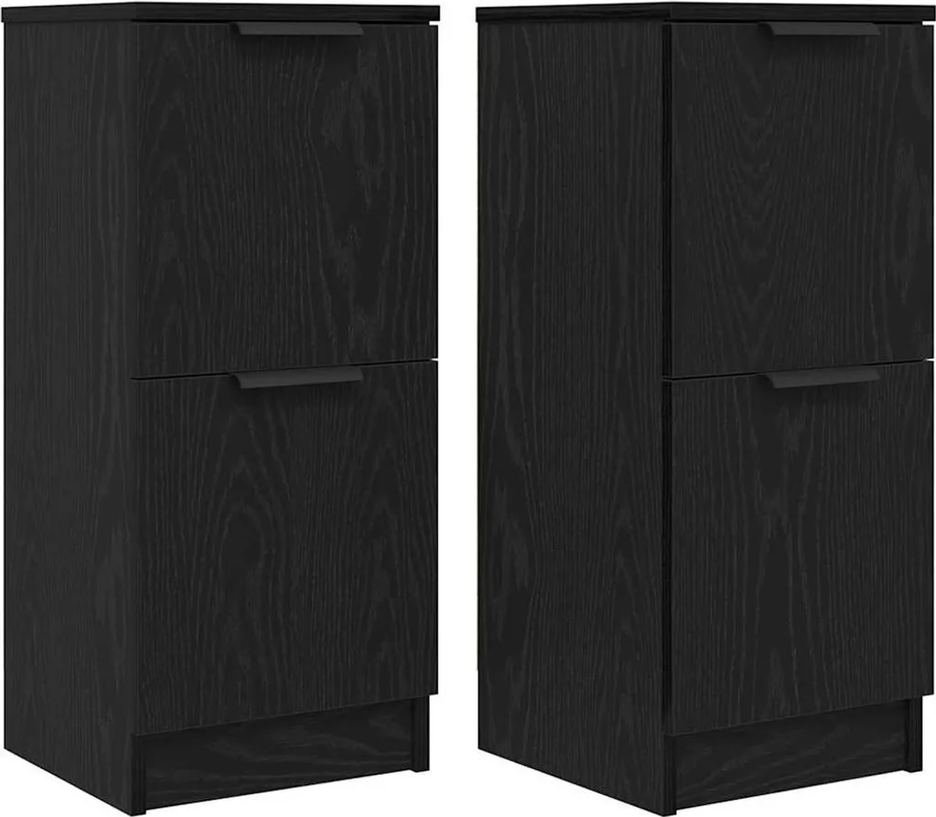 Offerta Set 2 Credenze SYFAX™ Rovere Nero 30x30x70 Legno Robusto