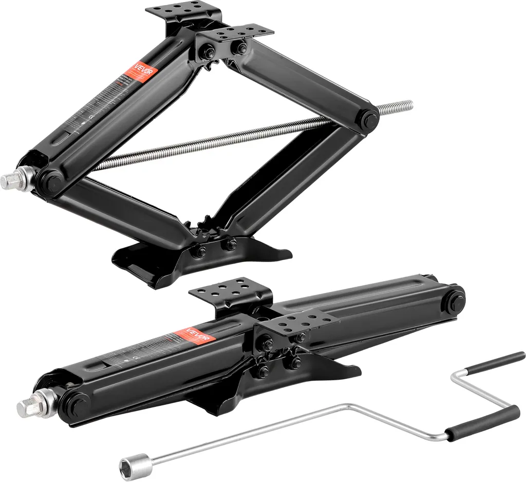 VEVOR Cric a forbice per camper Cric per auto con manovella, chiave a bussola e livella a bolla (2 pz.) Stabilizzatore a livellamento 103-595 mm altezza di sollevamento Cric stabilizzatore non facile da piegare (2948 kg)