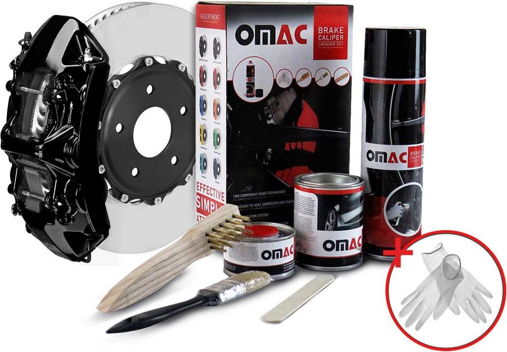 OMAC Bremssattellack Bremssattelfarbe New York Schwarz Glänz Auto Lack Set