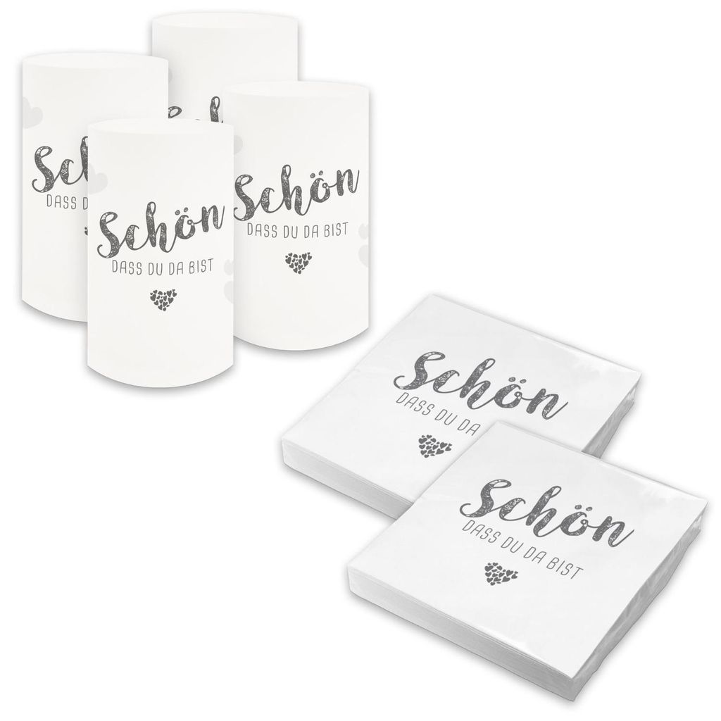 itenga 6x Windlicht + 40x Servietten - Schön dass du da Produktbild 