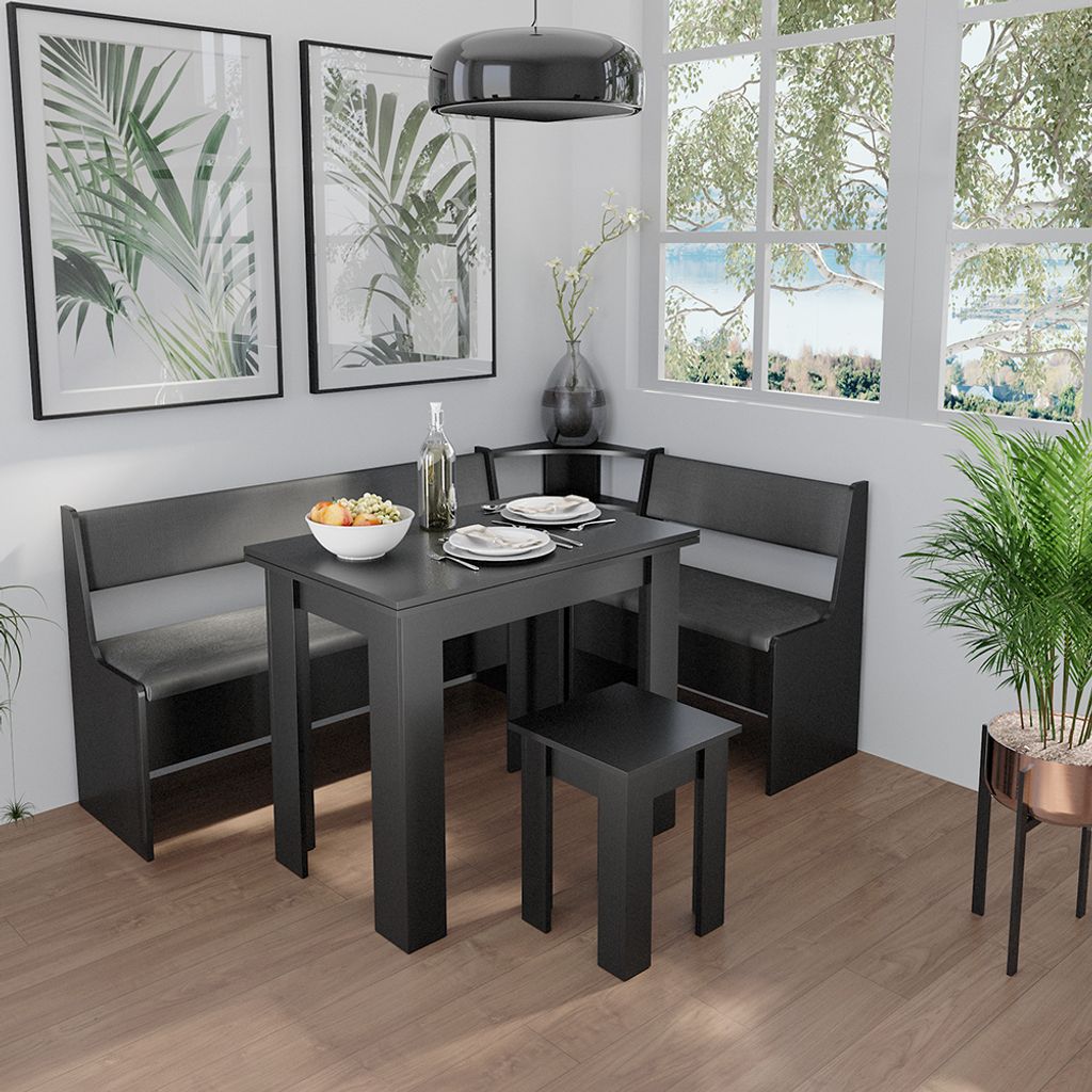 Eckbankgruppe Vicco Roman Schwarz 180 x 120 cm mit Tisch, Model 40260