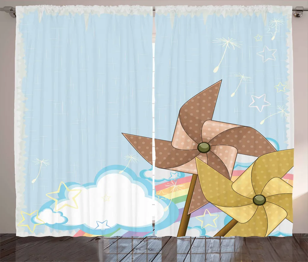 ABAKUHAUS Anno Rainbow Tenda rustica, Magico cielo blu, Soggiorno Tenda universale con passanti e ganci, 280 x 225 cm, Multicolore