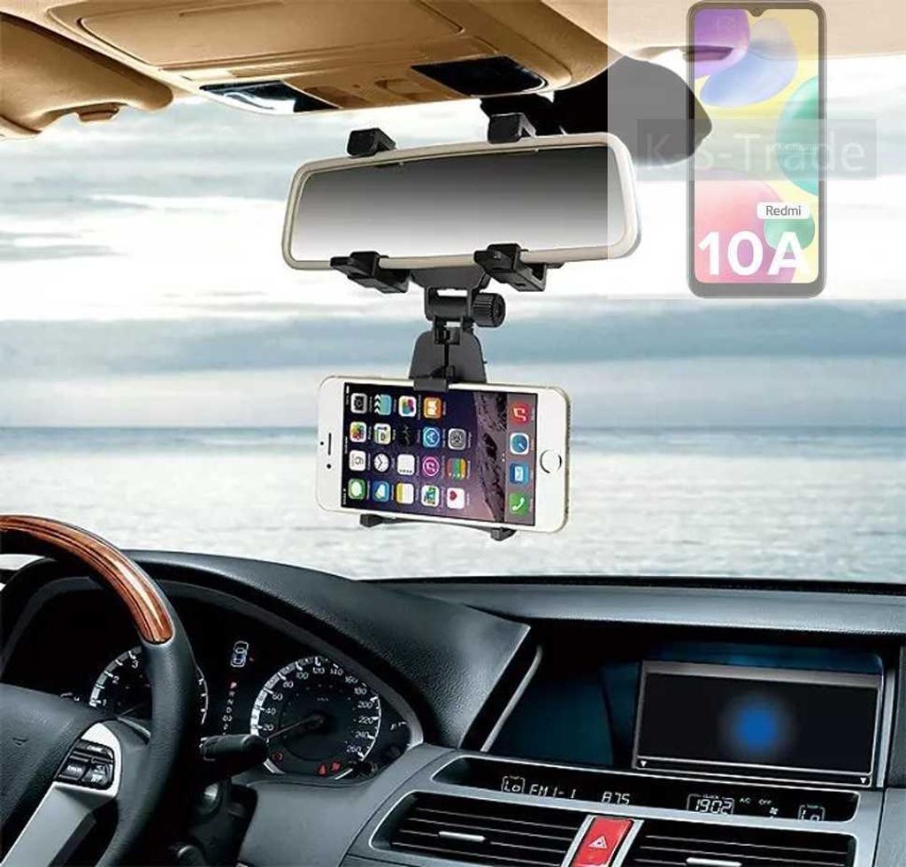 K-S-Trade Smartphone Halterung kompatibel mit Xiaomi Redmi 10A Rückspiegel Halterung schwarz Auto Halterung KFZ Halter