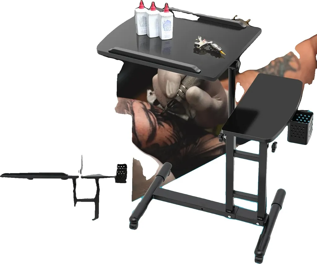 Workstation Tattoo Mobile 64x40: Banco in Ferro Regolabile in Altezza