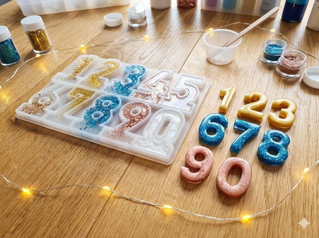 Silikonform Zahlen 0–9 – große Zahlformen zum Gießen & Basteln, flexible 3D-Form für Deko, Kuchen-Topper, Schokolade, Fondant, Seife, Resin