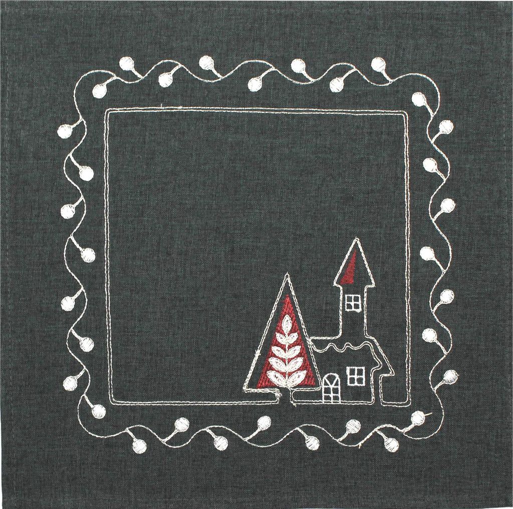 Tischset Weihnachten Kirche 35 x 35 cm Leinenoptik Platzset Produktbild 