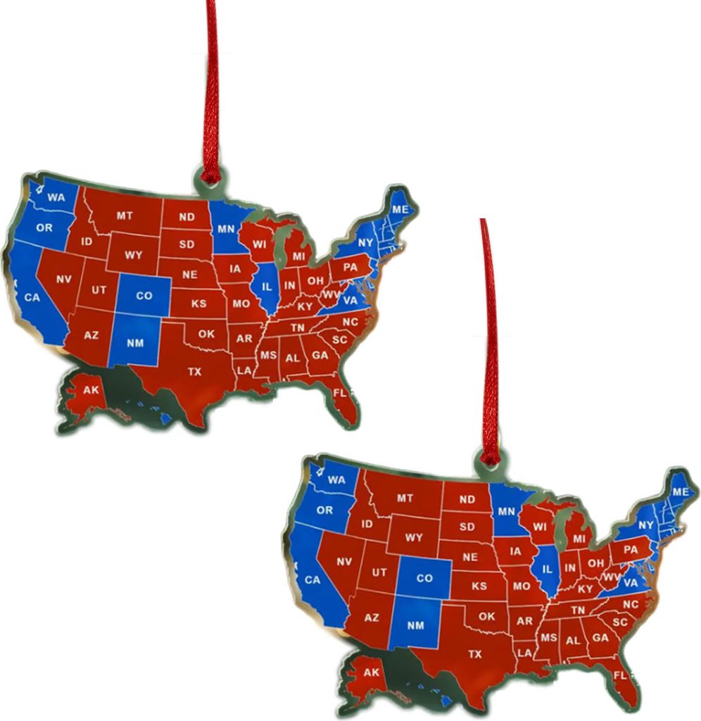 1/2/3/5 Stück Ornament zur US-Präsidentschaftswahl 2024 Ergebnisse der US-Staatswahlen Weihnachtsbaumdekoration Gedenkandenken für Unterstützer
