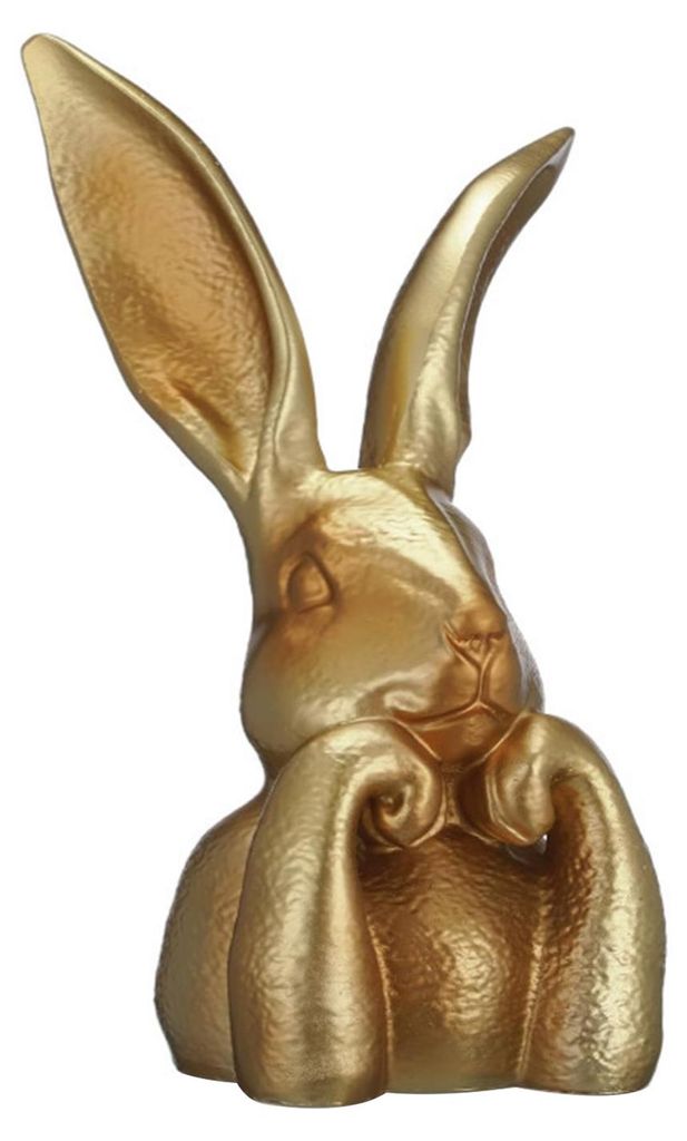 Osterhasenfigur, Vintage, Goldfarben, Hasenstatue aus Kunstharz, Frühlings-Tischdekoration für Zuhause