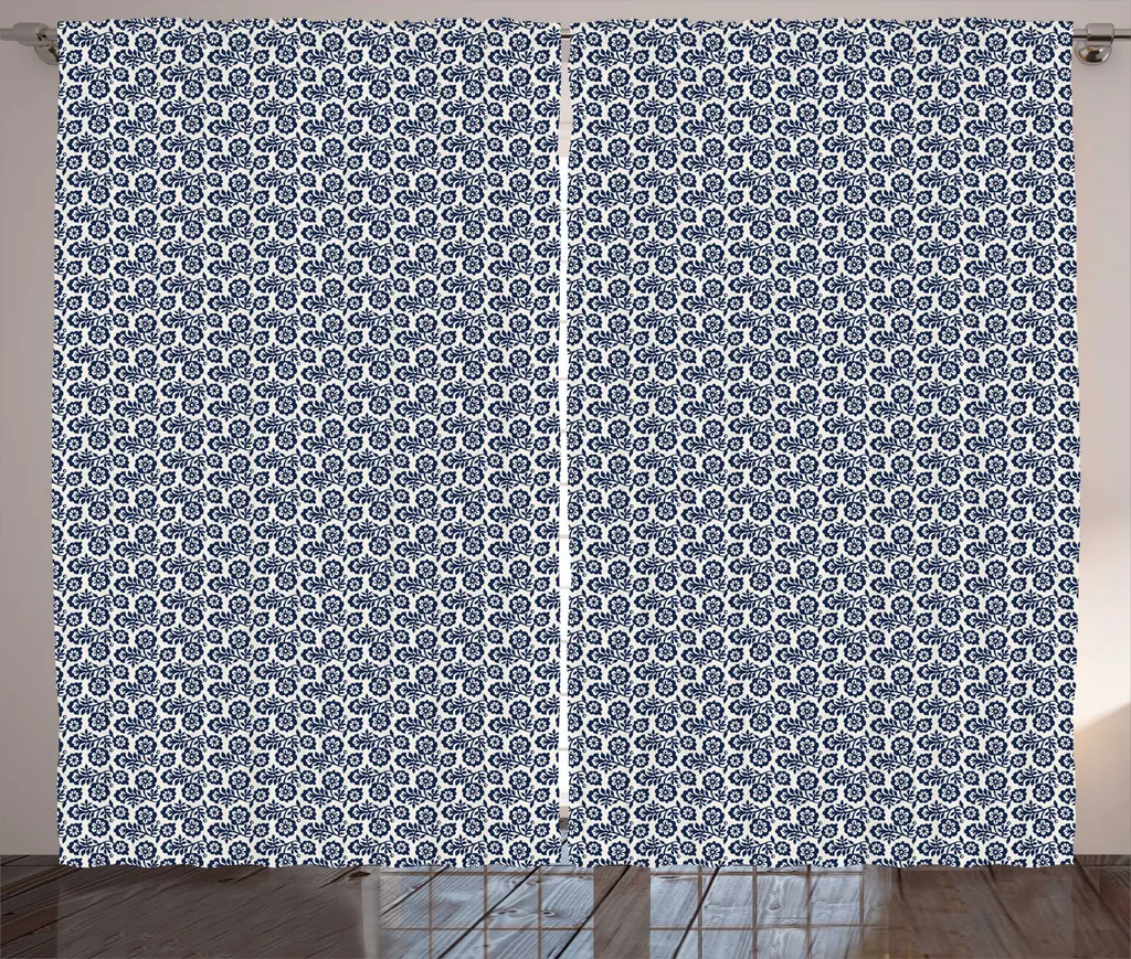 Rideau pour Chambre à Coucher à Motifs Floraux 280x225 cm avec Crochet