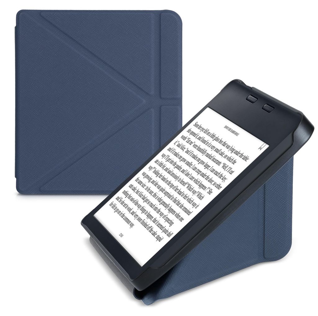 kwmobile Schutzhülle für Tolino Vision 6 Hülle - Kunstleder Case - eReader Klapphülle mit Auto Sleep Funktion - Cover mit Ständer - Dunkelblau