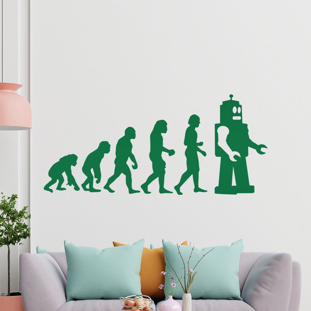KIWISTAR Evolution - Roboter Maschinen Künstliche Intelligenz Wandtattoo in 6 Größen - Wandaufkleber Wall Sticker - Dekoration, Küche, Wohnzimm...