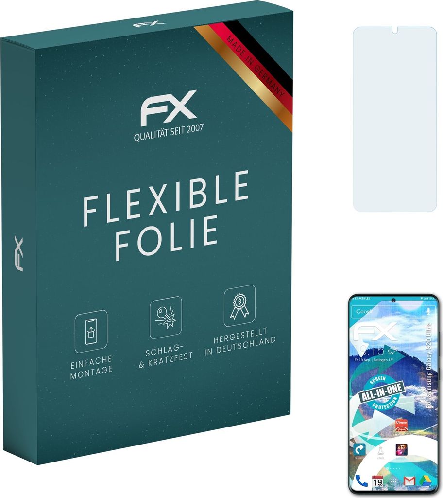 atFoliX FX-ActiFleX 3x Schutzfolie kompatibel mit Samsung Galaxy S20 Ultra Folie