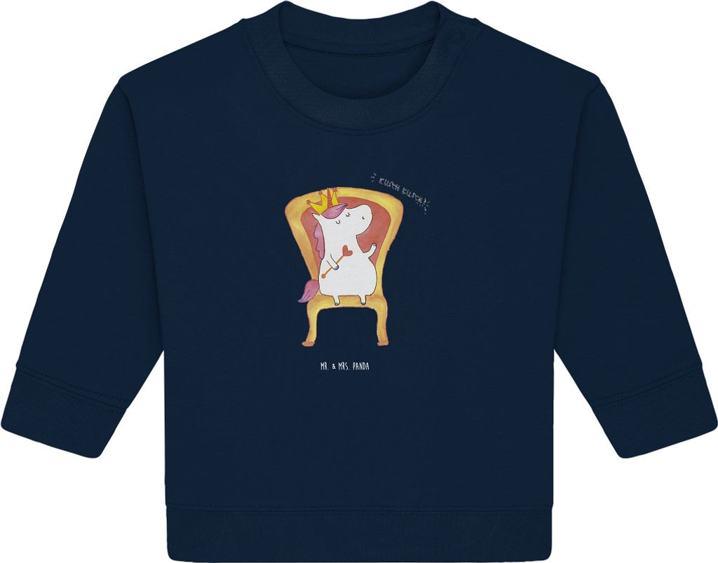 Mr. & Mrs. Panda Organic Baby Pullover Einhorn Prinzessin 12. - 18. Monat - French Navy - Geschenk, Geburtstagsgeschenk, Unicorn, Geburtstag, Bullover