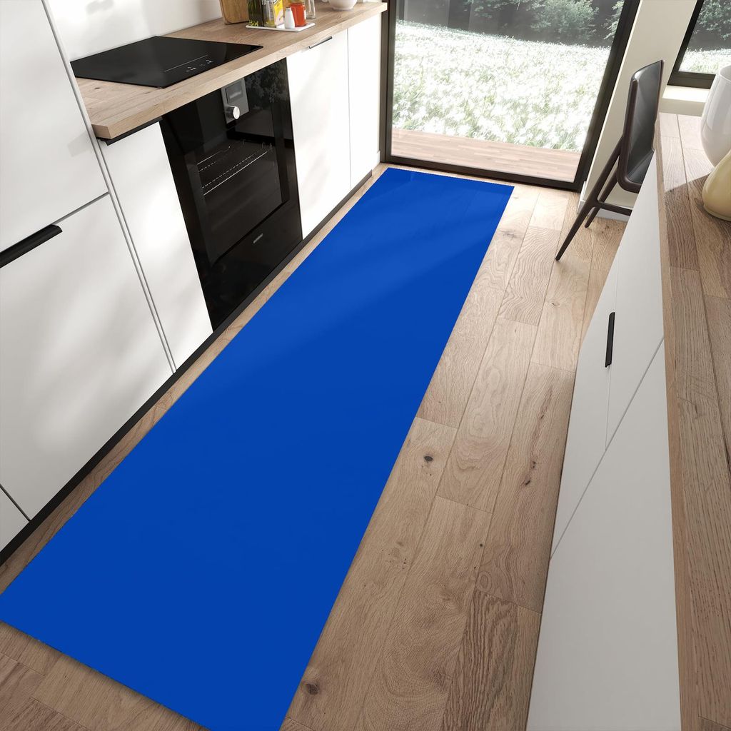 Küchenteppich 80x300cm rutschfest & abwischbar PVC Läufer - Dunkelblauer Hintergrund II