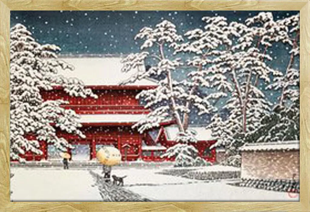 Poster Artistico Giapponese Kawase Hasui con Cornice Faggio Shinsuke