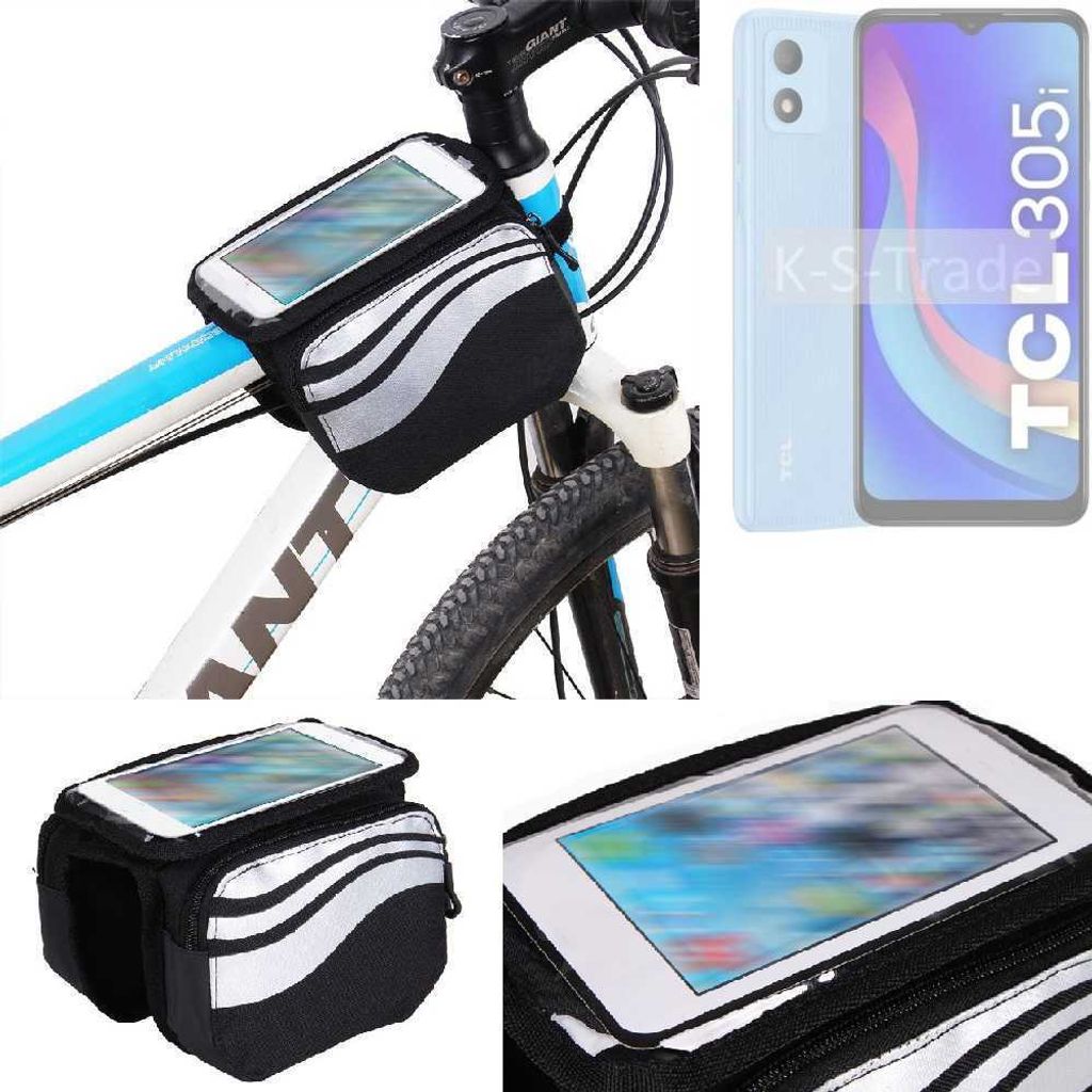 K-S-Trade Rahmentasche Fahrrad-Halterung kompatibel mit TCL 305i Rahmenhalterung Fahrrad Handyhalterung Fahrradtasche Handy Smartphone Halterung Bike