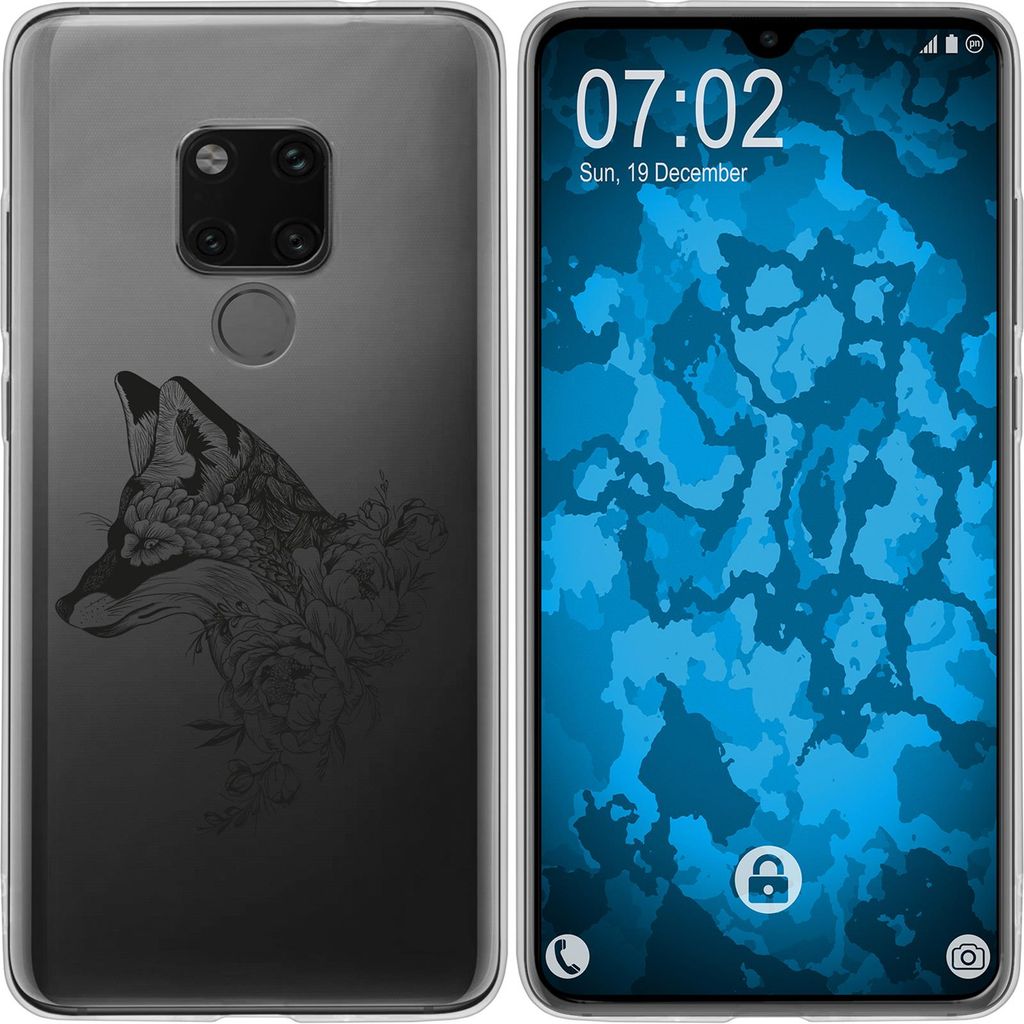 PhoneNatic Case kompatibel mit Huawei Mate 20 Silikon-Hülle Floral Fuchs M1-1