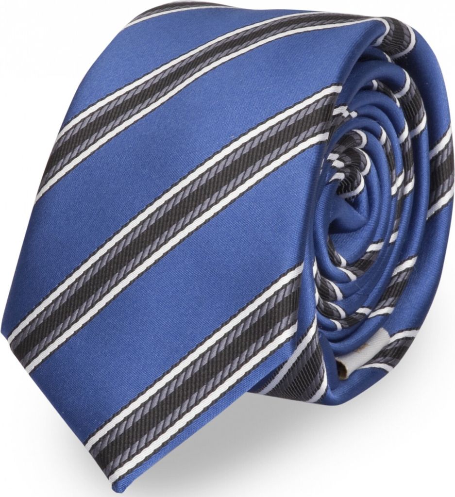 Fabio Farini - 1 Stück gestreifte Herren Krawatte - Tie mit Streifen in 6cm oder 8cm Breite Schmal (6cm), Navyblau/Anthrazit/Silber/Schwarz/Weiß