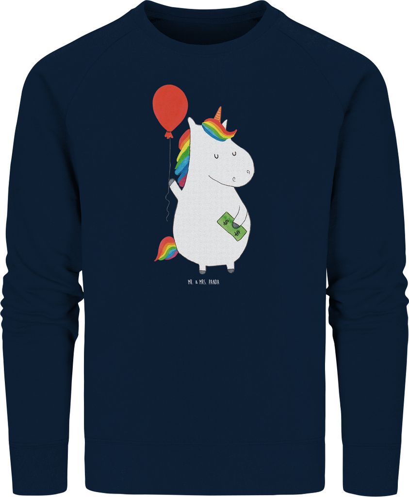 Mr. & Mrs. Panda Baumwoll Sweatshirt Einhorn Luftballon Größe XS - French Navy - Geschenk, Pulli, Unicorn, Einhörner, Pullover, Sweater, Freundi...