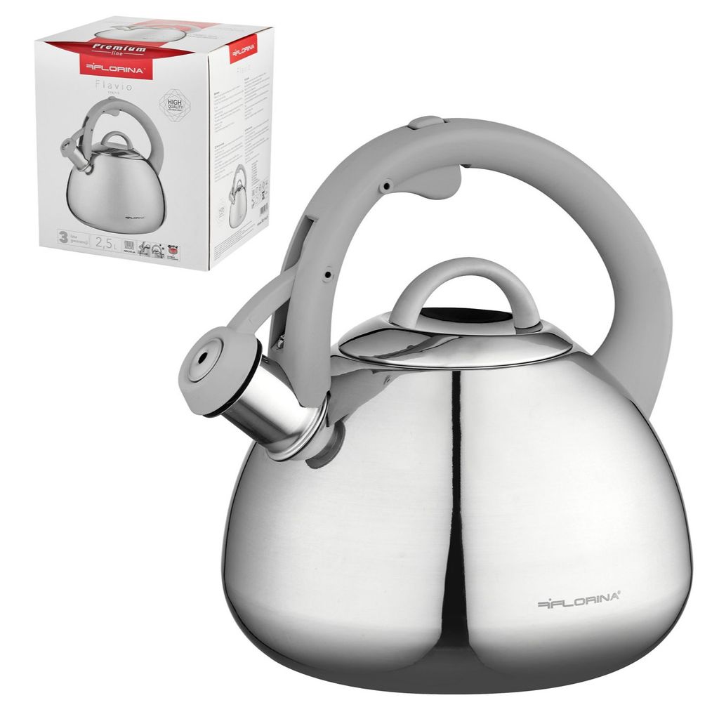 Wasserkessel Flötenkessel EDELSTAHL Teekessel FLORINA FLAVIO 2,7 l