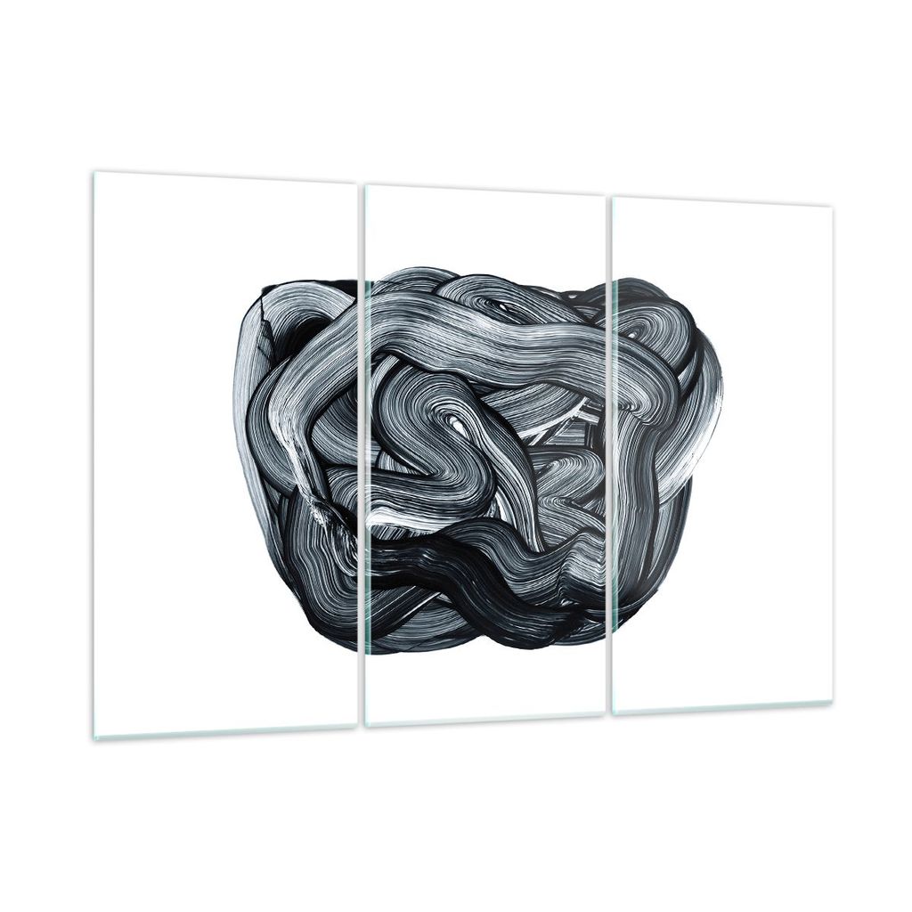 Bilder auf glas - 3 Teile - Abstraktion schwarz verschwommen - 105x70cm - Glasbilder - Wandbilder - Bilder - Wanddekoration aus Glas - Glas Bilder ...