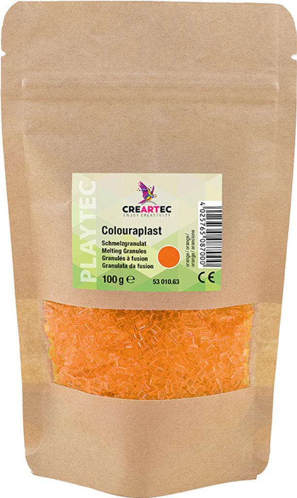 CREARTEC Colouraplast 100g - in leuchtendem Orange - zum Basteln kreativer Dekorationen und Geschenke - Bastelspaß für die ganze Familie