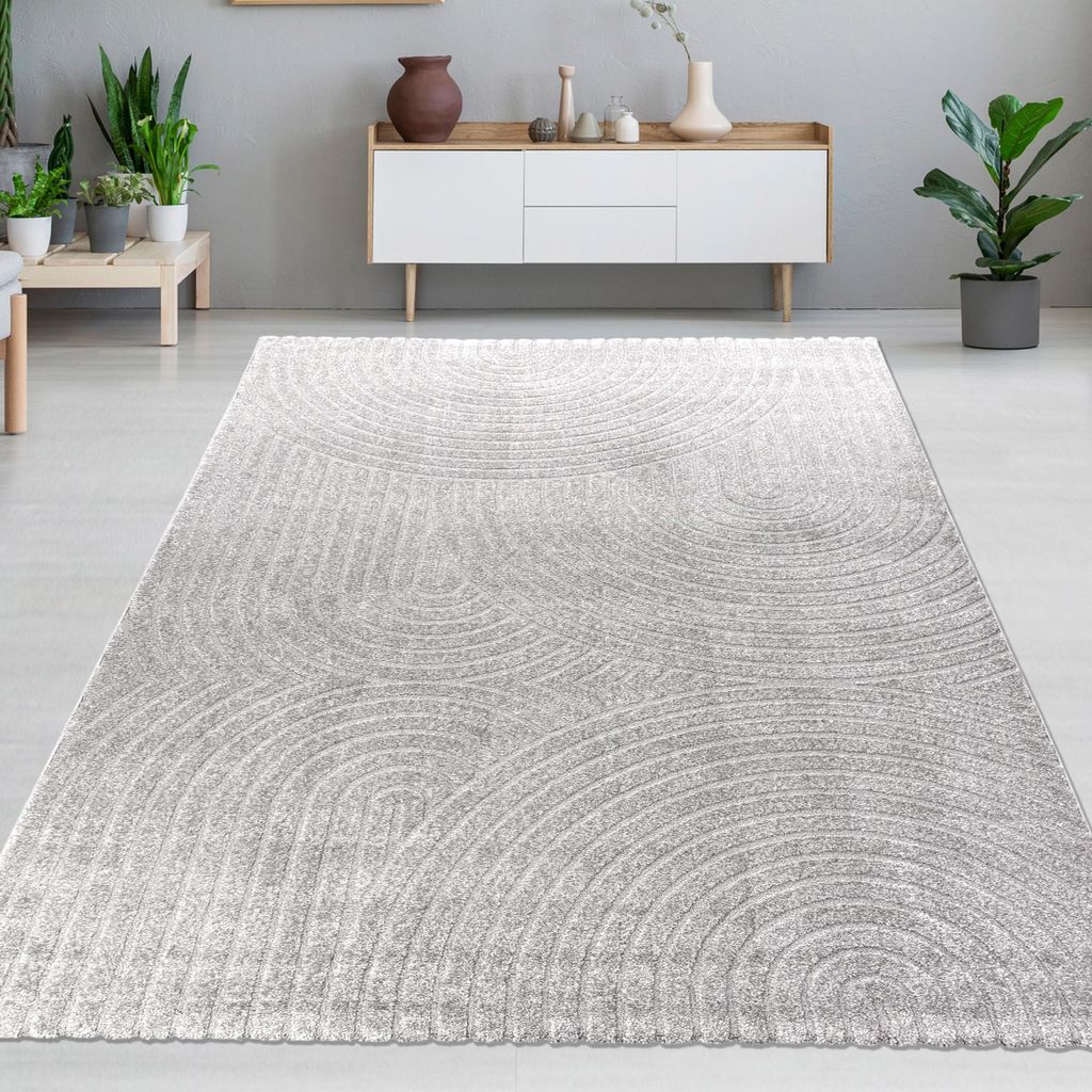 Design-Teppich mit minimalistischem Bogenmuster in stilvollem Grau Größe - 240 x 340 cm