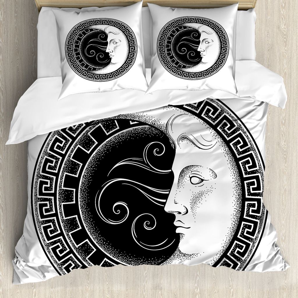 ABAKUHAUS Magic Moon Bettbezug Set für Einzelbetten, Okkulten Blick Crescent, Milbensicher Allergiker geeignet mit Kissenbezug, 200 cm x 200 cm - ...