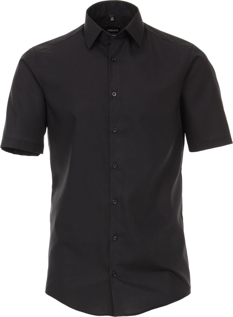 VENTI Herren Businesshemd Kurzarm Kent Modern-Fit Schwarz 43