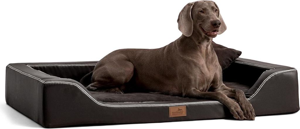 tierlando Orthopädisches LUXUS-Hundebett MELODY LATEX Soft Kunstleder Velours - Größe: 120x85cm | Farbe: 03 Schwarz