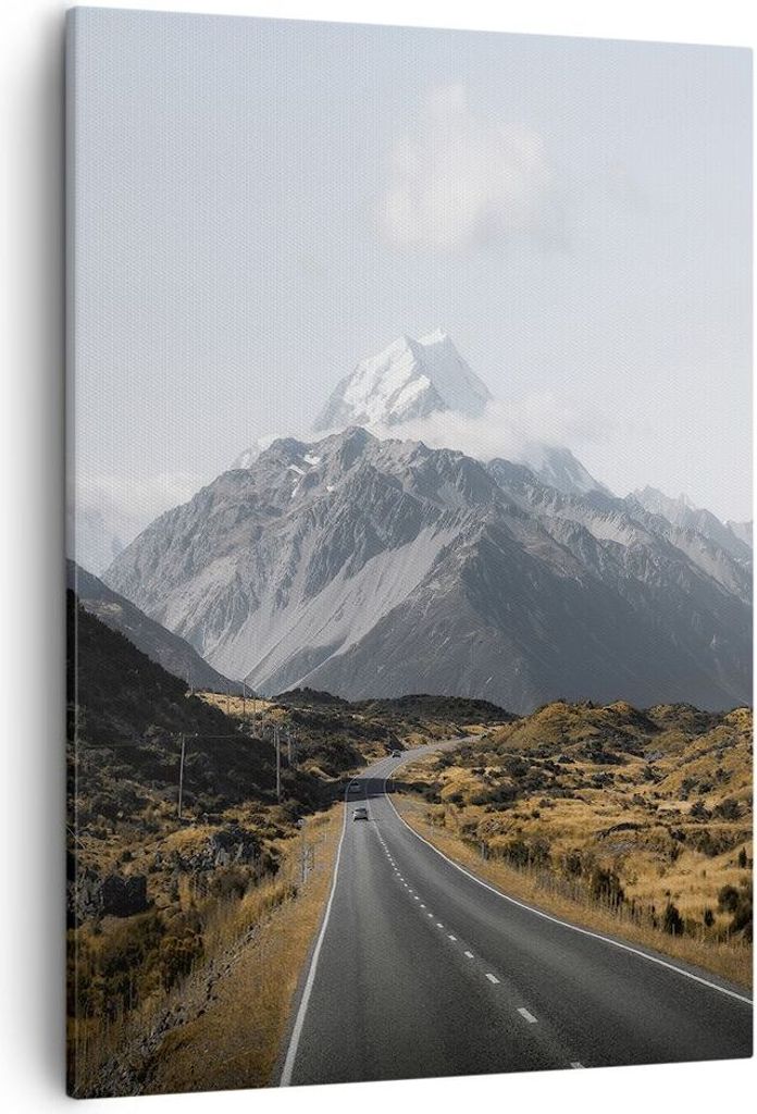 Bild auf Leinwand - Leinwandbild - Einteilig - Weg Berg Gipfel - 50x70cm - Wand Bild - Wanddeko - Wandbilder - Leinwanddruck - Kunstdruck - Wanddek...