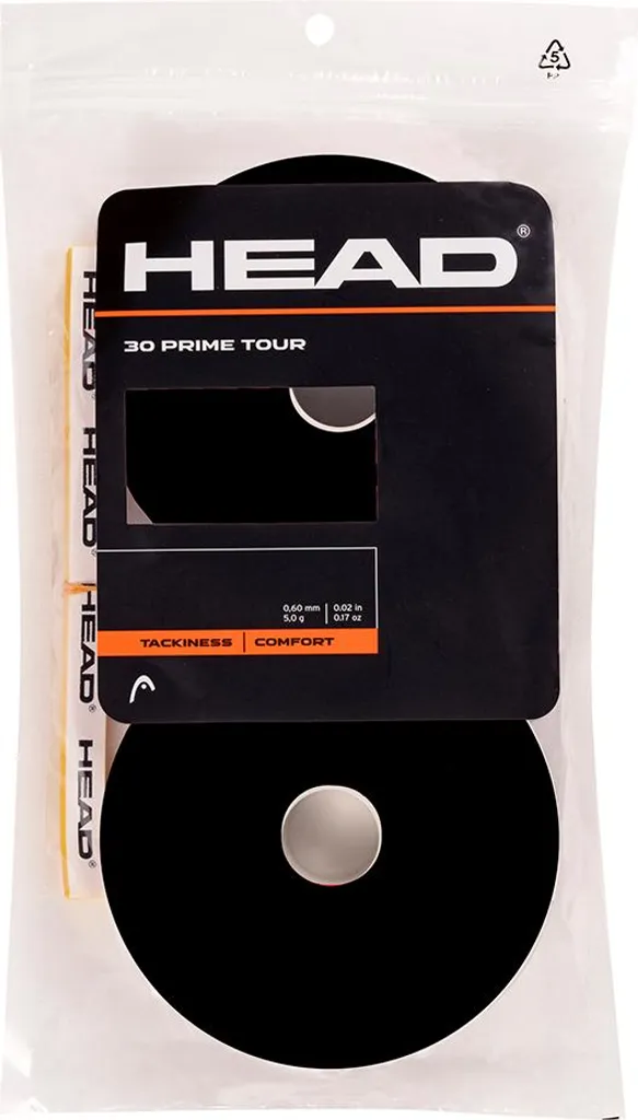 Surgrip Head Prime Tour Noir pour Raquette de Tennis - Pack de 30 Pièces