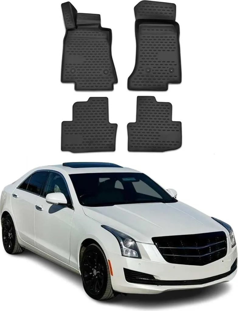 OUTS 4 Set Auto Tappetini per Cadillac XT4 2018 2019 2020 2021 2022, Tutte Atmosferiche Pelle Impermeabile Antiscivolo Indossabile Moquette Interni Accessori,A/Coffee