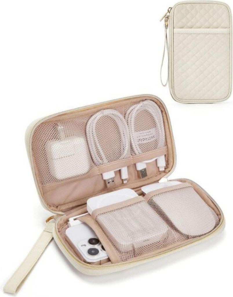 INF Reisekabel-Organizer-Tasche, Elektronikzubehör-Etui Beige