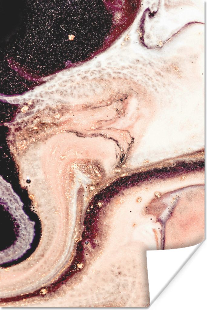 MuchoWow Poster Stein - Marmor - Edelstein - Abstrakt - Natur - Rosa 60x90 cm - Wanddekoration