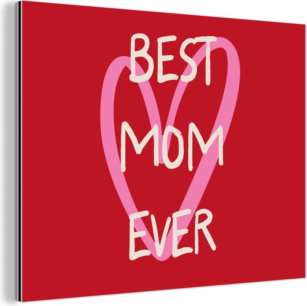 MuchoWow Wanddekoration Metall Metallbild Wandkunst 80x60 cm Mutter - Zitat - Herz - Rot MuchoWow Aluminium Gemälde - Alubild